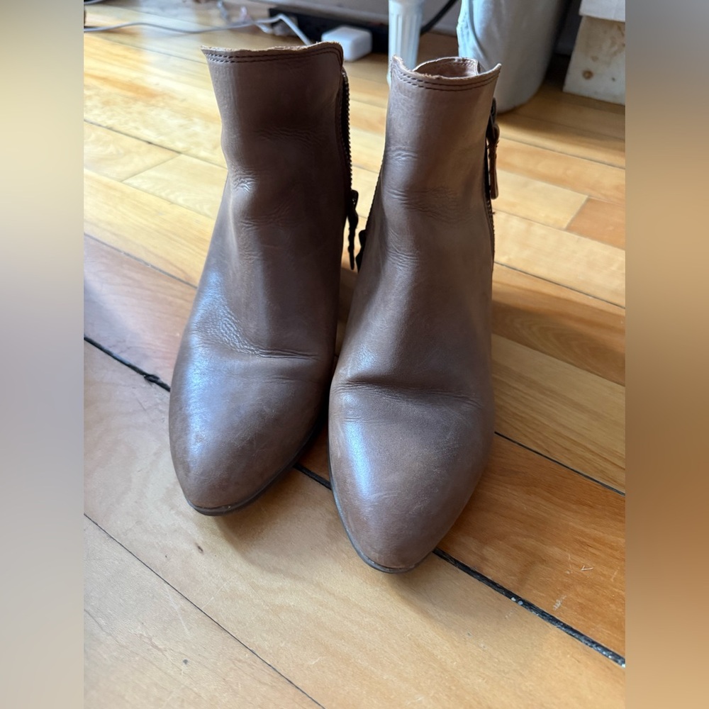 Frye Brown Leather Ankle Booties Minimalist Design